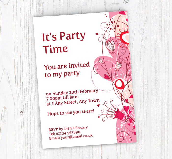 pink floral party invitations