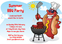 hot dog BBQ party invitations