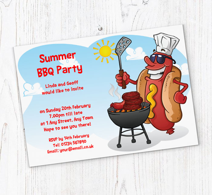 hot dog BBQ party invitations