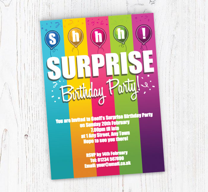 rainbow surprise party invitations