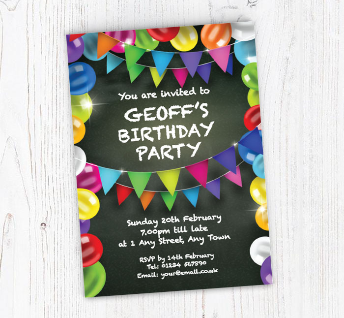 chalk board party invitations