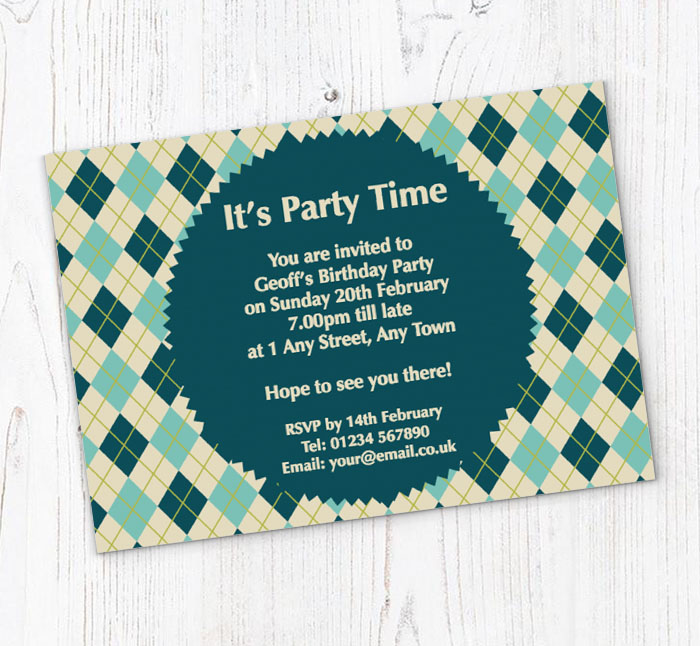 chequered jumper party invitations