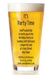 pint of lager party invitations