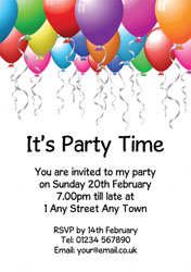 balloons party invitations