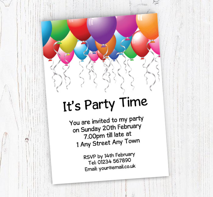 balloons party invitations