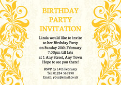yellow damask party invitations