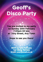 purple and blue disco invitations