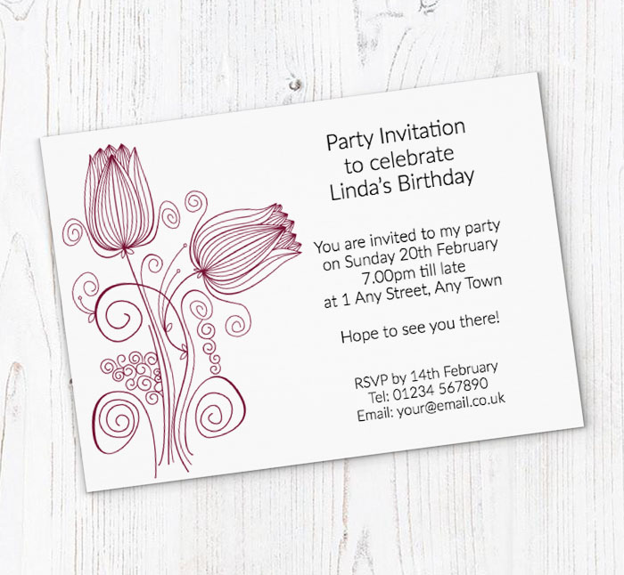 simply tulips party invitations