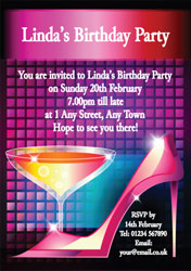 pink shoe and champagne invitations