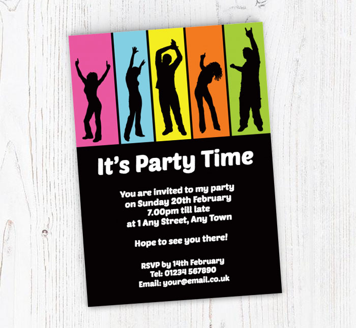 rainbow dance party invitations