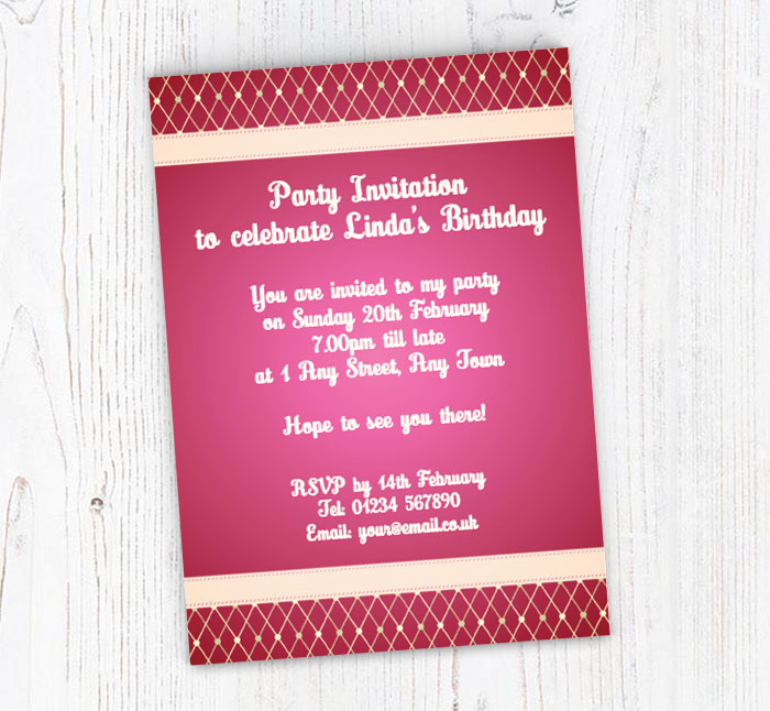 pink and cream lattice invitations