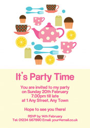 pink and cream tea party invitations