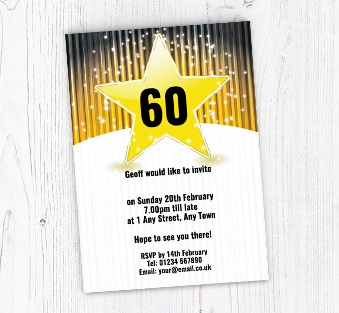 golden star party invitations