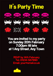 space invaders party invitations