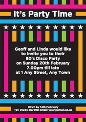 80s neon disco party invitations
