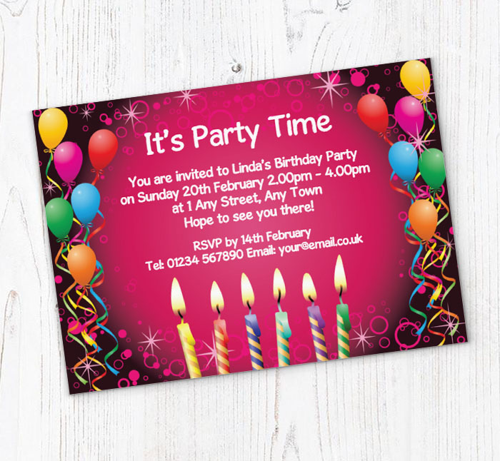 candles and balloons invitations