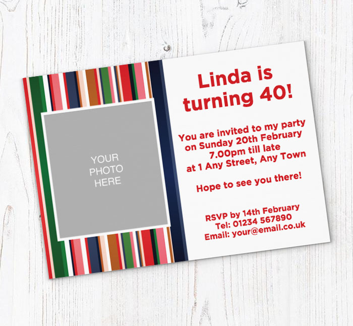 stripy photo upload invitations