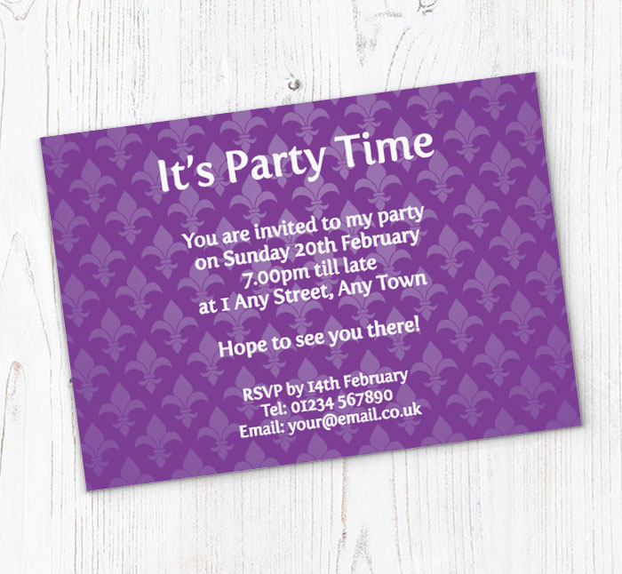 purple party invitations