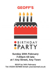 grey and red cake party invitations