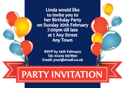 balloon and banner party invitations