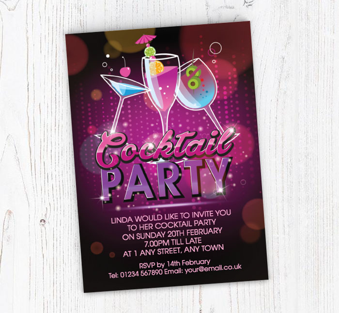 purple cocktail party invitations