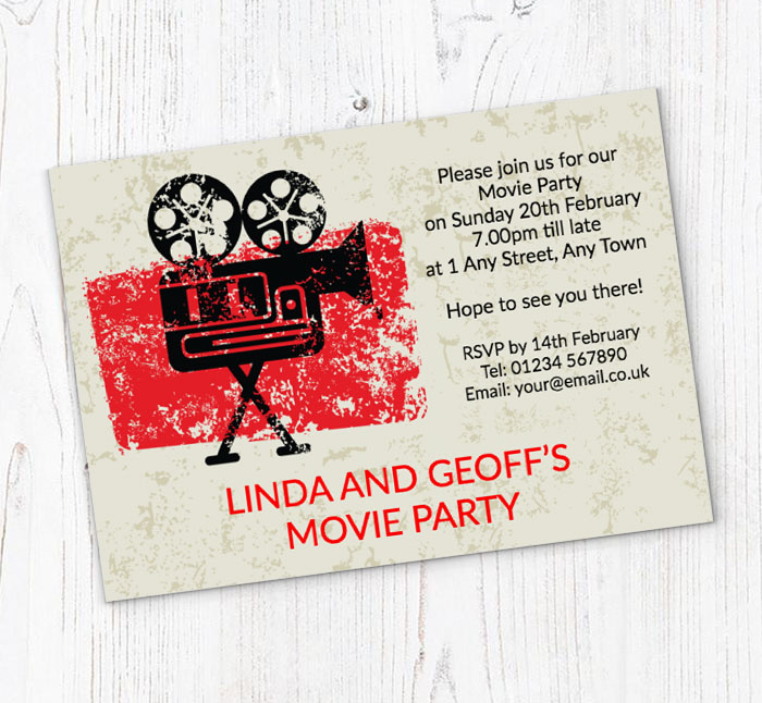 grunge movie camera invitations