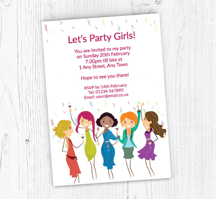 lets party girls invitations