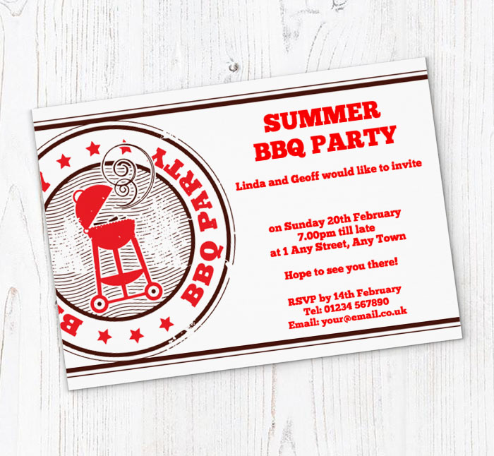 BBQ stamp party invitations