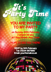 disco lights party invitations