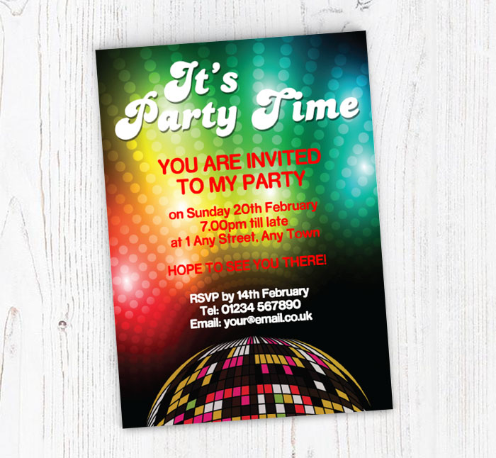 disco lights party invitations