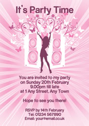 party girl with speakers invitations