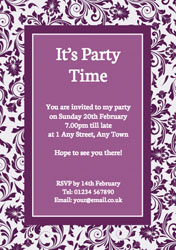 purple floral party invitations