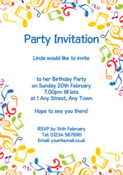 colourful musical notes invitations