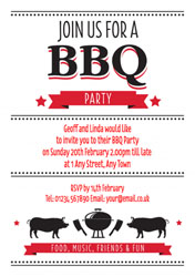 red and black BBQ invitations