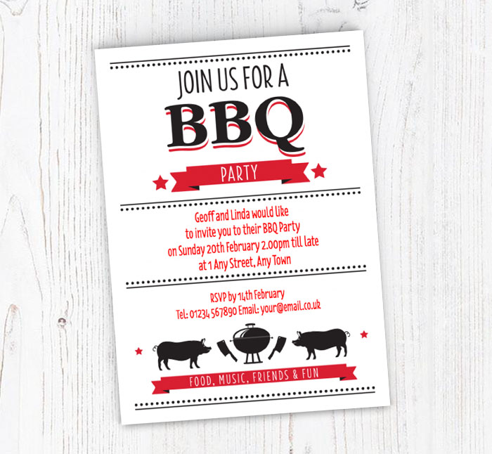 red and black BBQ invitations