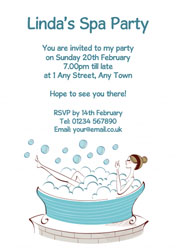 lady in bath party invitations