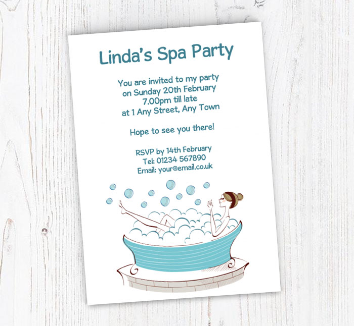 lady in bath party invitations