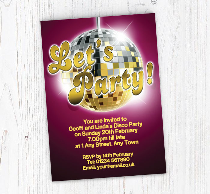 lets party disco ball invitations