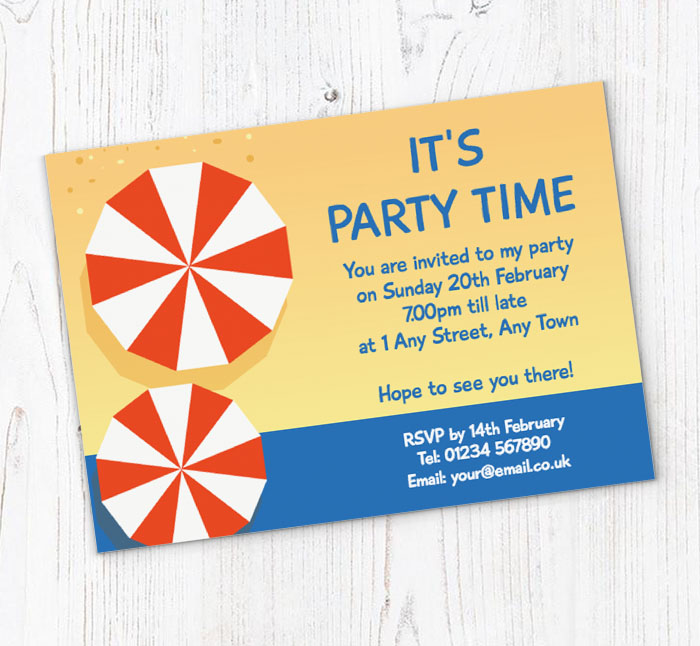 beach umbrellas party invitations