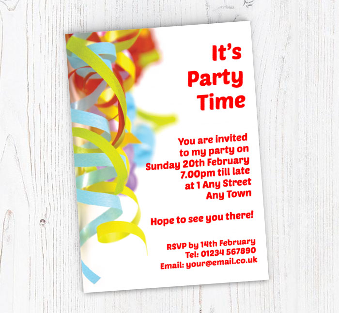 party streamers party invitations