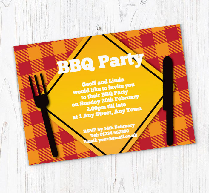 BBQ knife and fork invitations