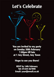 three cocktail glasses invitations