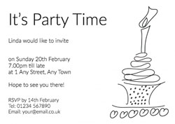 cake and candle sketch invitations