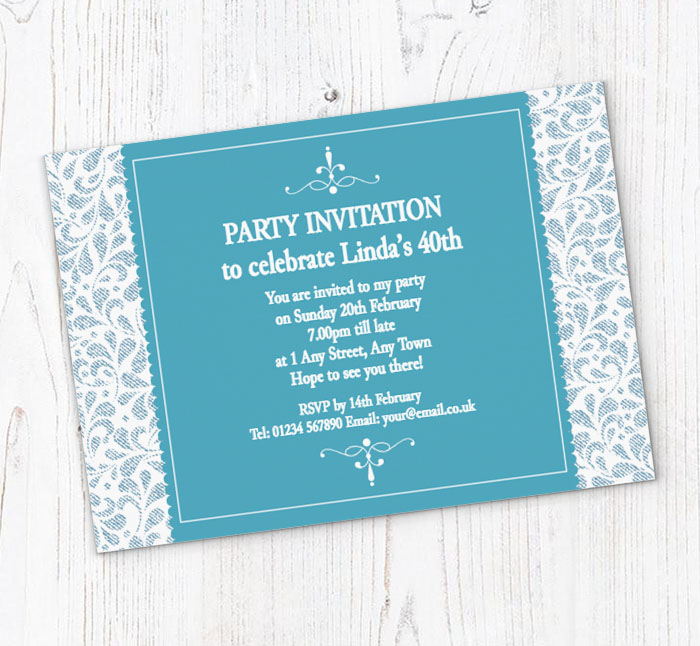 blue floral party invitations