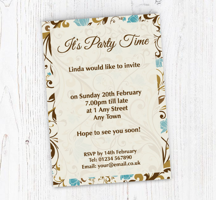 floral border party invitations