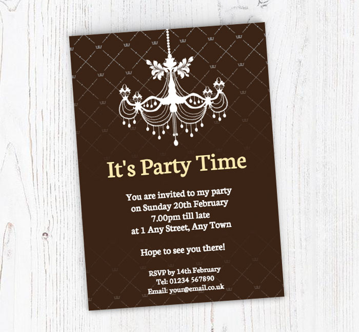 chandelier party invitations