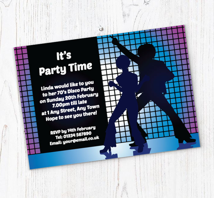 70s disco people party invitations