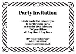 black and white party invitations