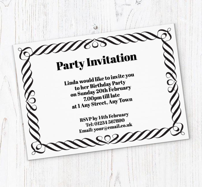 black and white party invitations