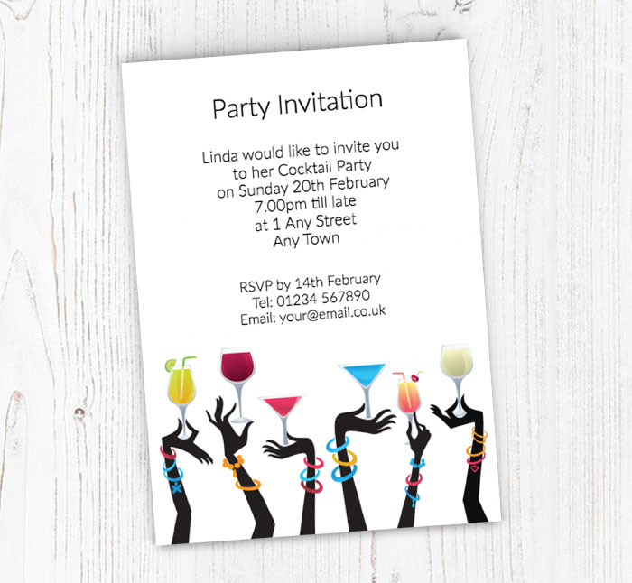 elegant cocktail hands invitations